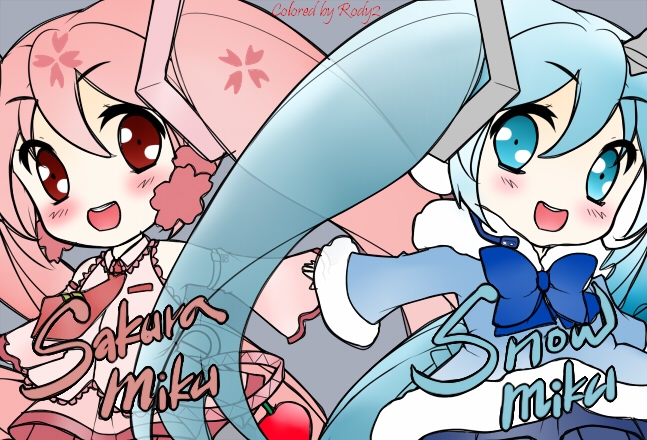 Chibi Sakura/Snow Miku Colored by me