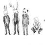 animal heads with suits