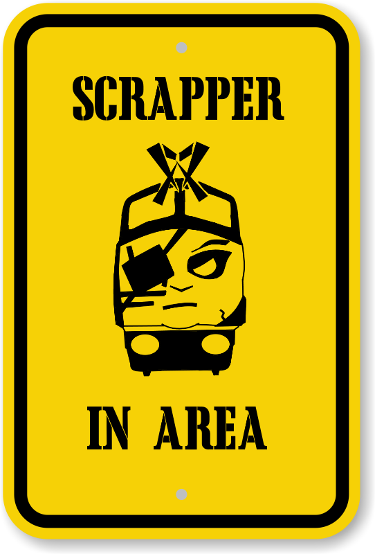 Scrapper in area warning sign by SynthaRoboto on DeviantArt