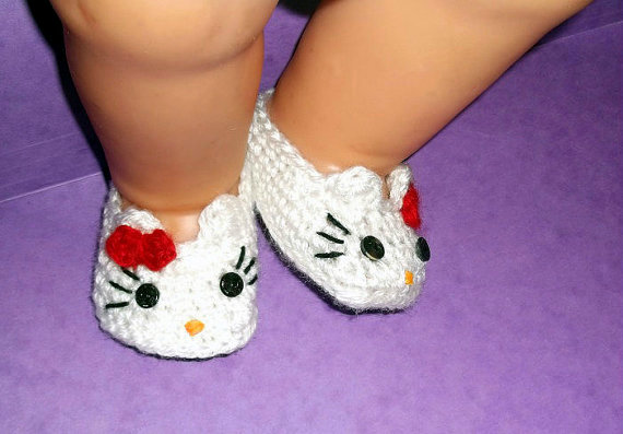 Hello Kitty Baby Booties Crochet Pattern