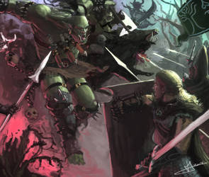 Orc Wood elf battle 01
