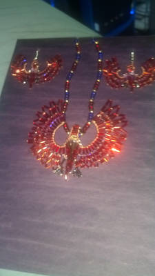 Fire Bird Earrings and Pendant Set