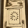 Study of clock in black ink 