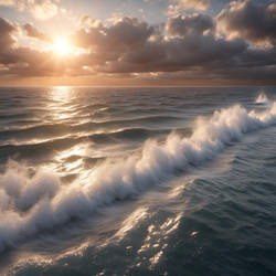 The Sea At Sunset With Clouds