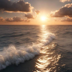 The Sea At Sunset With Clouds