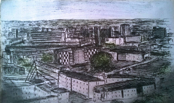 Ipswich Skyine - preparatory sketch