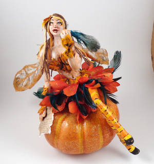 Harvest poet polymer clay fairy sculpture