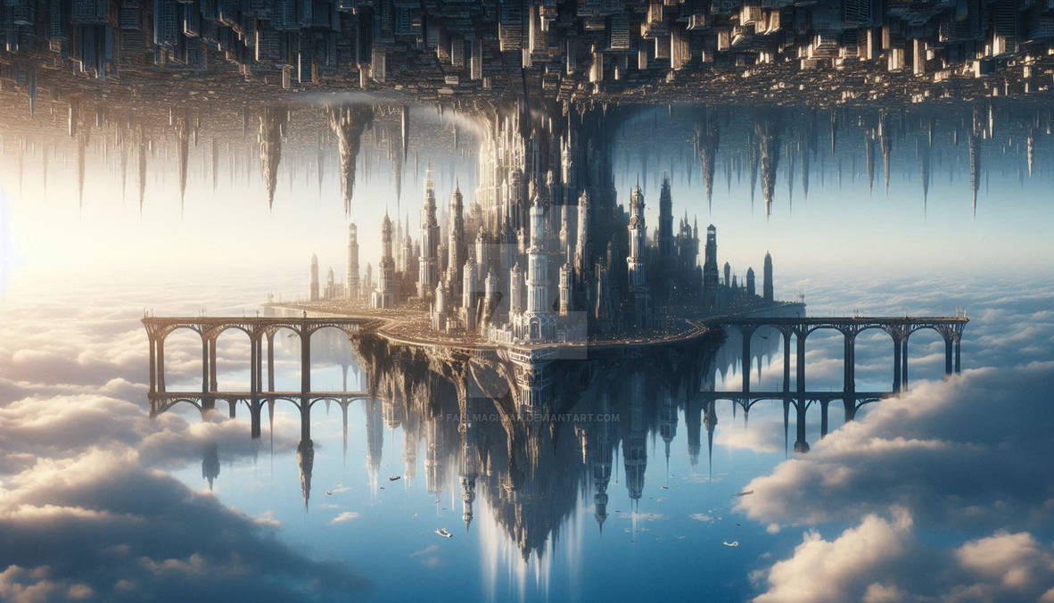 An Upside Down City Suspended In The Sky By FallMagician On DeviantArt an-upside-down-city-suspended-in-the-sky-by-fallmagician-on-deviantart