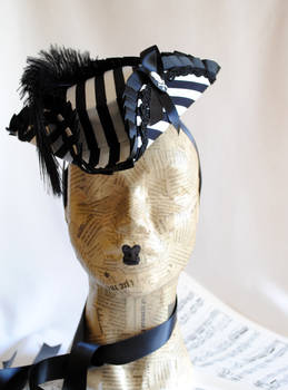 Black and White Striped Pirate Mini Tricorn Hat