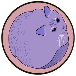 Round purple cat