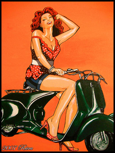 Redhead riding a 50 Special