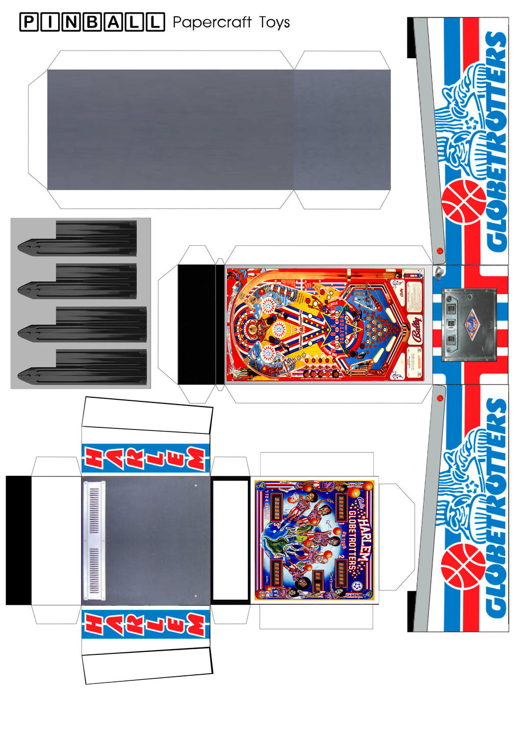 Globetrotters Pinball Machine Papercraft Template by WeirdFantasticToys ...