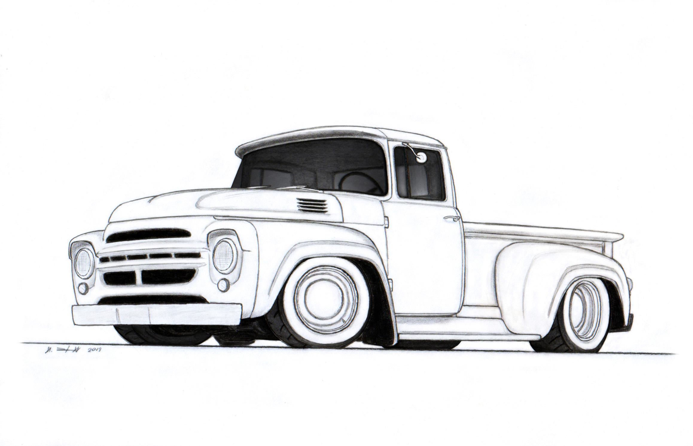 1964 ZIL-130 Stepside Custom Pickup Truck Drawing by Vertualissimo on