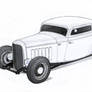 1932 Ford Three Window Coupe Hot Rod Drawing