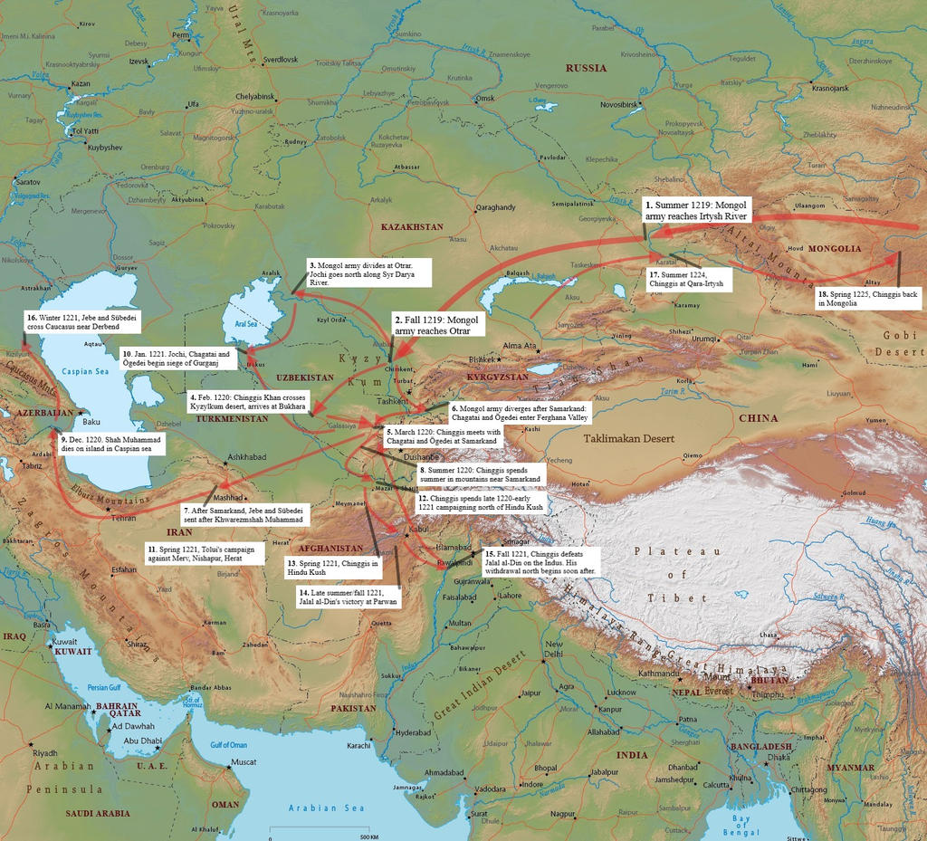 Torogene Mongol Invasion of Khwarezm, map by TheJackmeister on DeviantArt