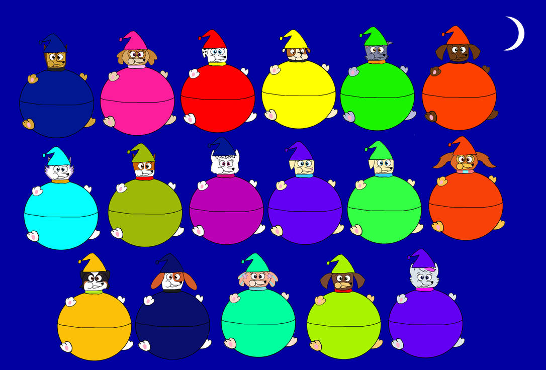 17 Paw patrol pups in pajamas inflated by Lahmom2000 on DeviantArt
