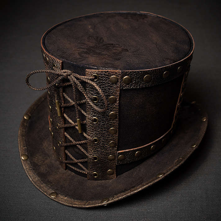 Steampunk top hat stylized old bronze.