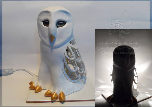 Hand Sculpted Ceramic Owl Lamp
