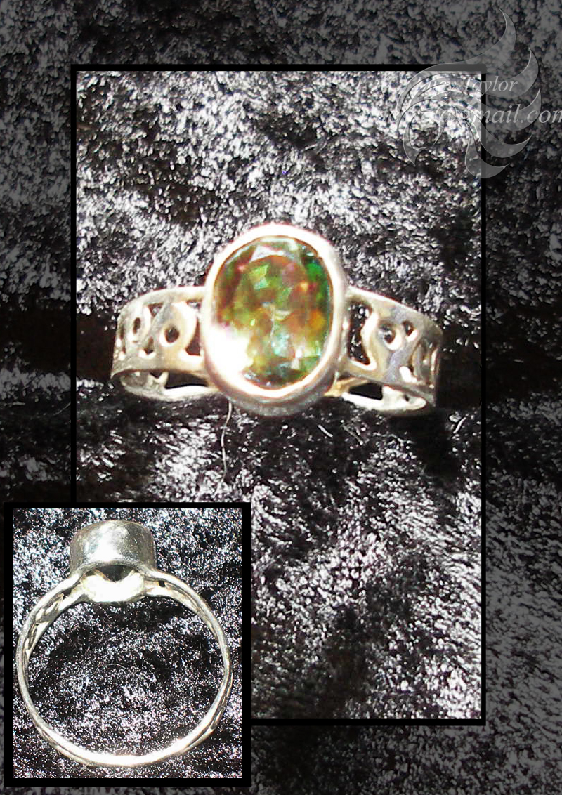 Mystic topaz filigree ring