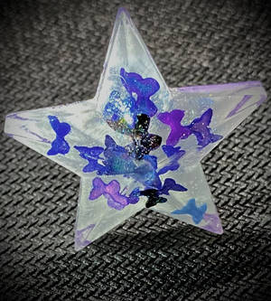 Acrylic star with watercolor butterflies 