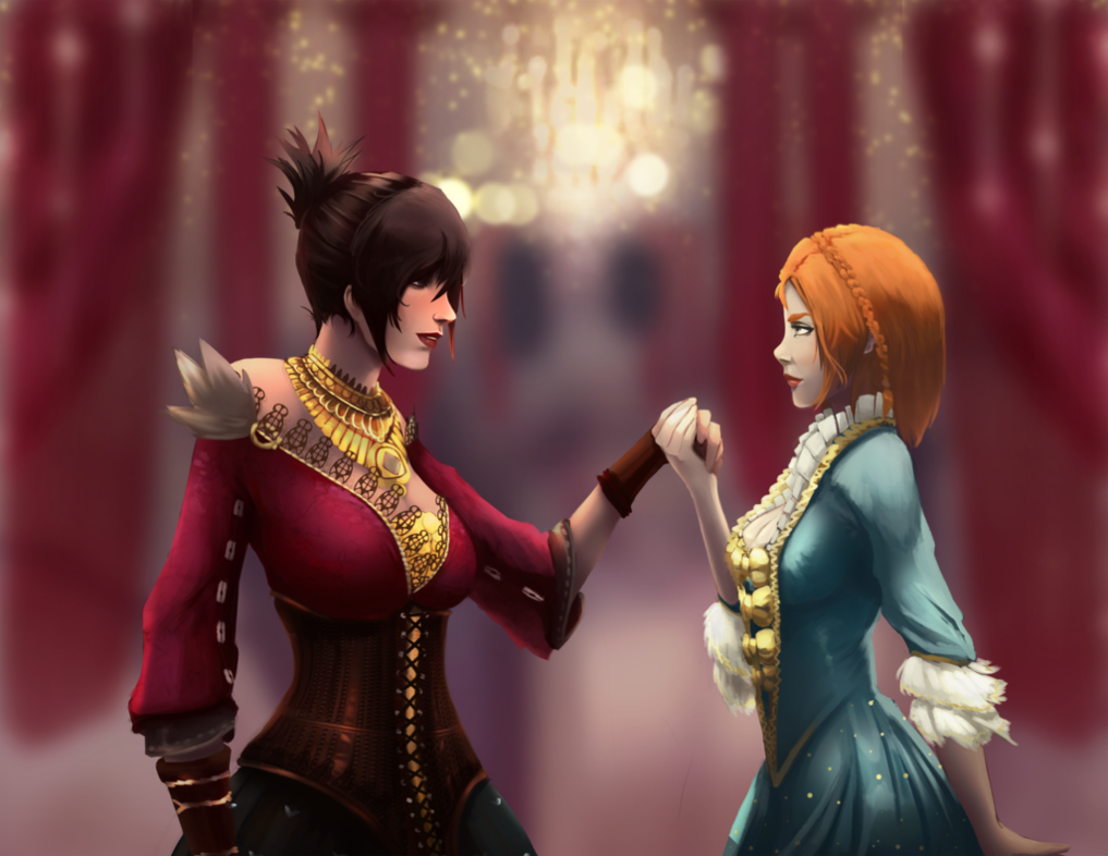 Morrigan and Leliana at the Winter Palace