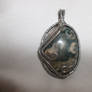 Wire wrapped moss agate pendant