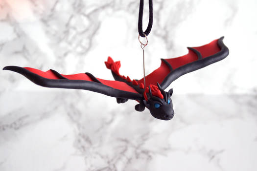Black and Red Flying Dragon