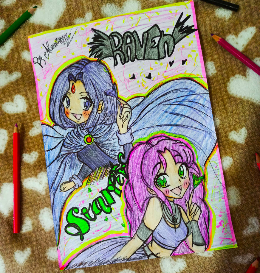 My Fanart On Starfire And Raven From Teen Titans By Alessandramirieno5 My Fanart On Starfire And Raven From Teen Titans By Alessandramirieno5