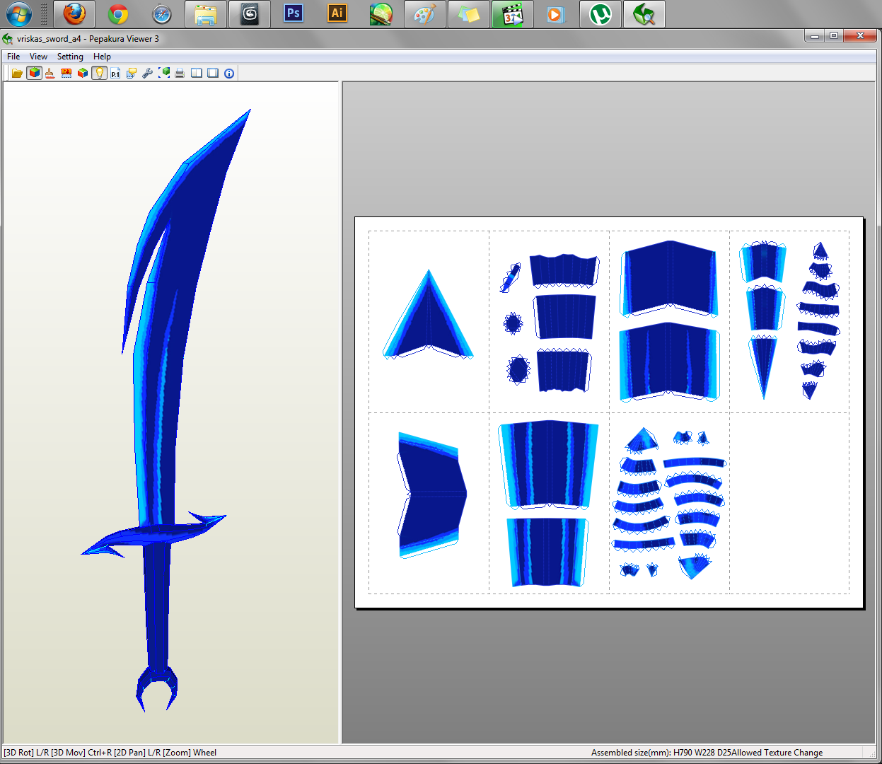 Homestuck - Vriska's sword papercraft