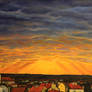 Sunrays from Parukarka, Prague. Oil 24 x 18 inches