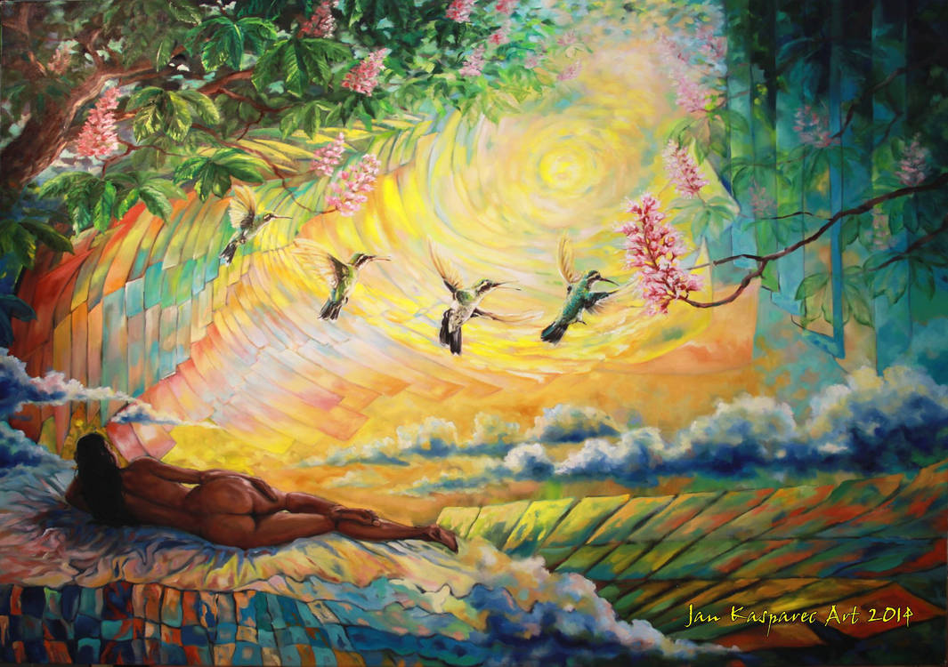 Daydreaming, oil on canvas, 170x120cm, 64x47 inch by Jan-Kasparec Daydreaming, oil on canvas, 170x120cm, 64x47 inch by Jan-Kasparec