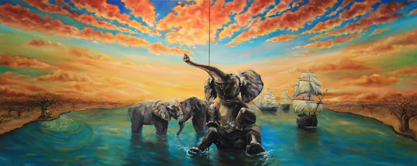 Buddha was meditating,Elephants playing, ship came by Jan-Kasparec Buddha was meditating,Elephants playing, ship came by Jan-Kasparec