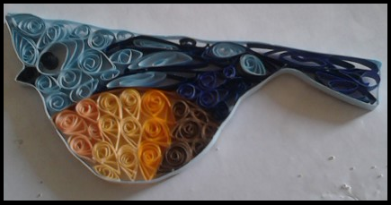 quilled bird in blue