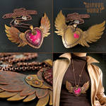 Steampunk Winged Heart Necklace Pendant