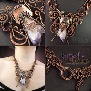 Butterfly and Cocoons Wire Wrapped Necklace