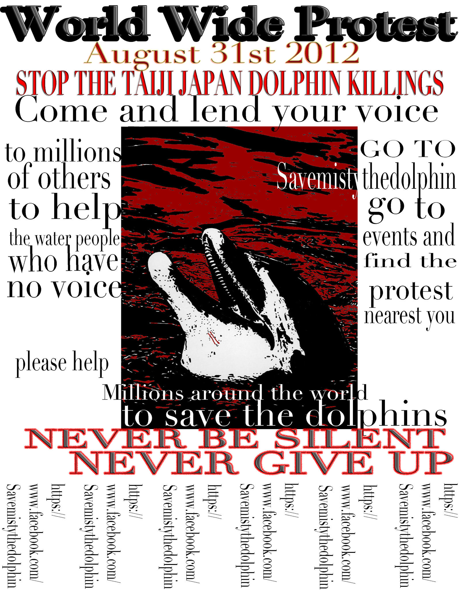 Poster/flier for the protest of the Dolphins..