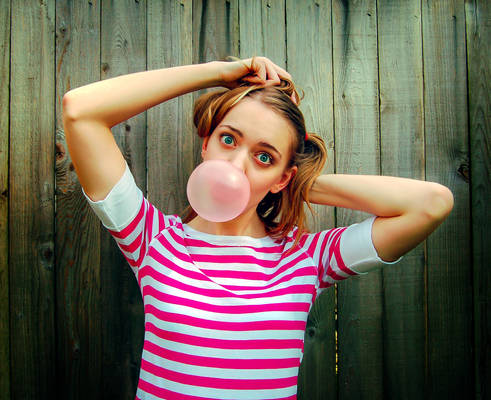 Girl Blowing Bubble