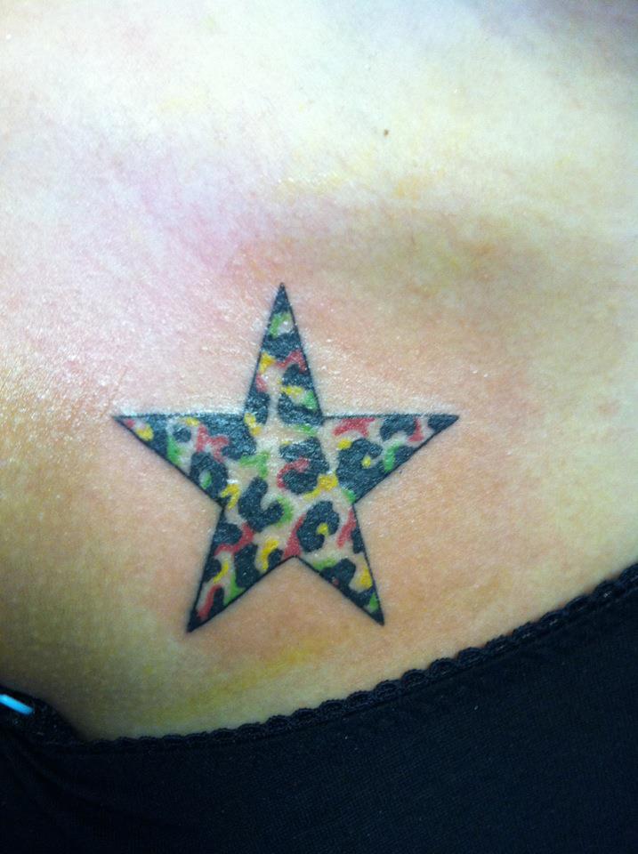 Rainbow Leopard Spotted Star Tattoo