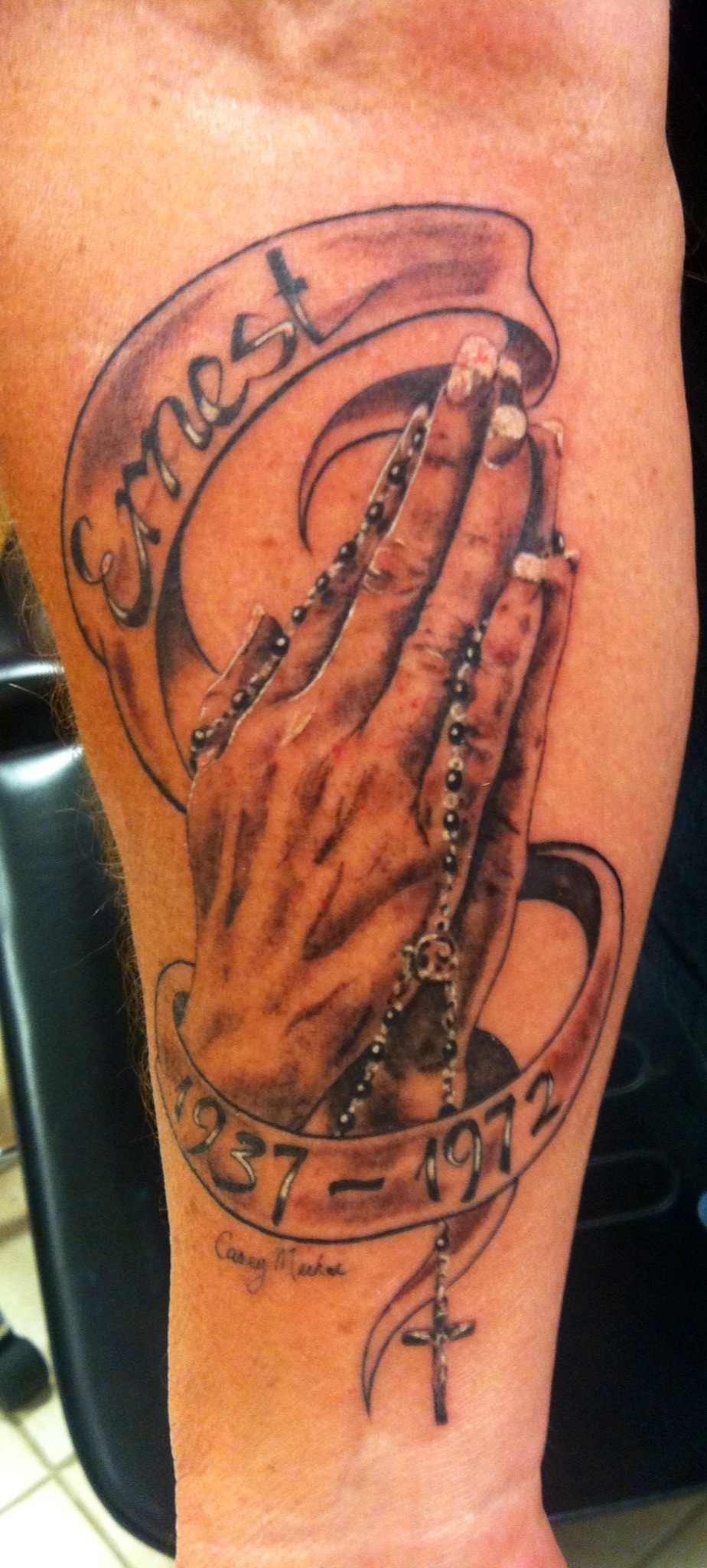 Custom Prayer Hands Tattoo