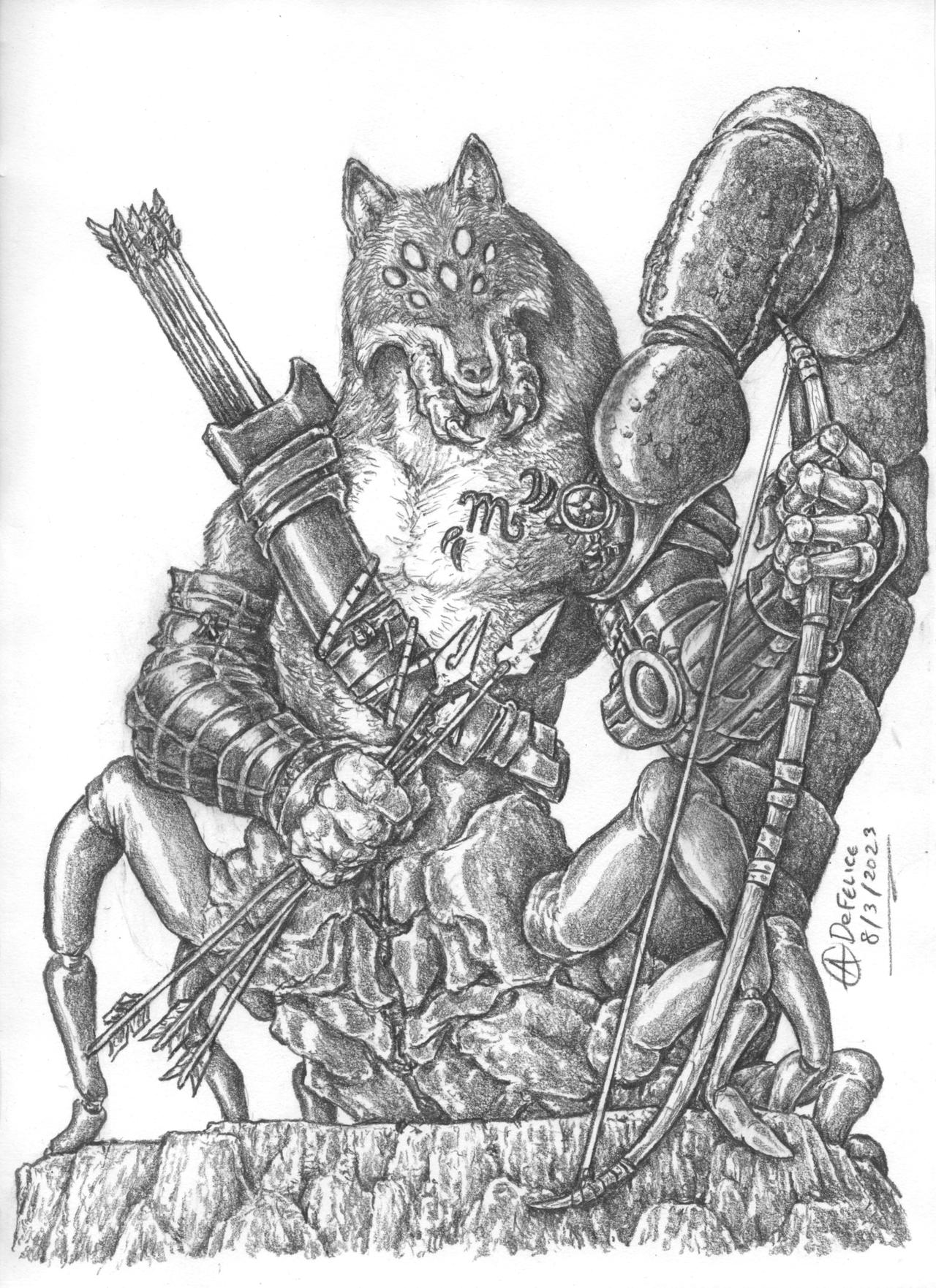 Scorpio Dog  Pencil Sketch By Andrewdefelice