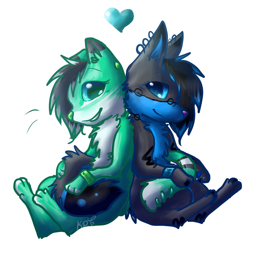ArtTrade: Wolfy and her Kitty