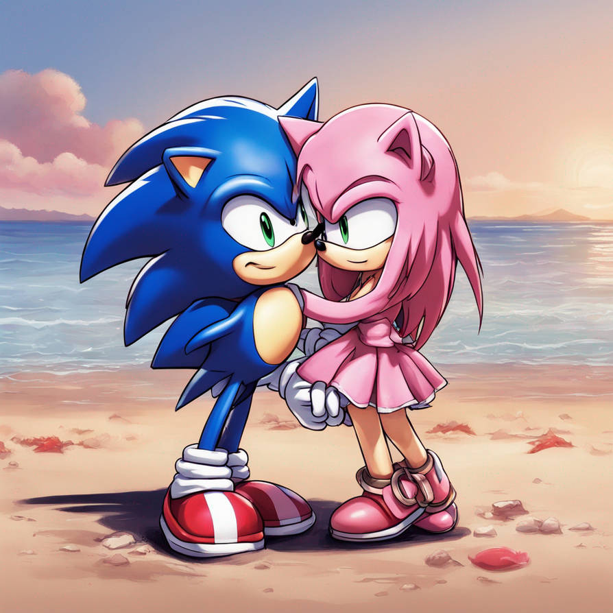 Sonic and Amy Hedgehog hugging 2