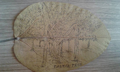 Banyan tree on banyan leaf