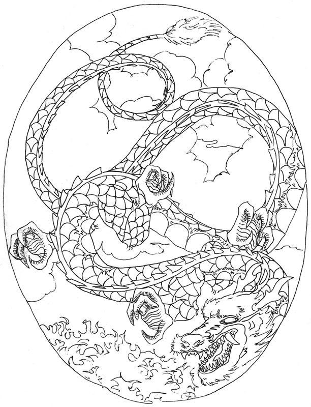 Oriental dragon outline