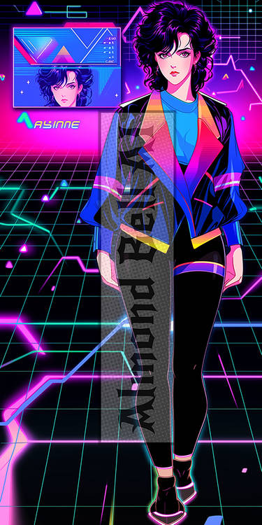 Retro Neon Synthwave Lady Adopt