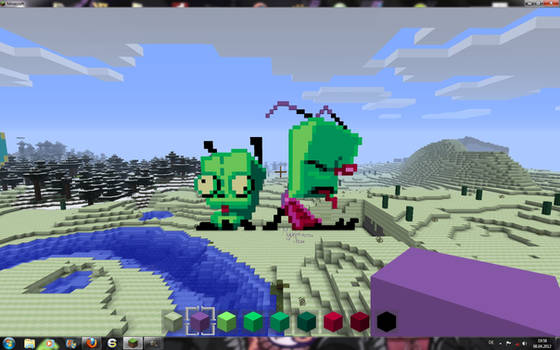 Zim and G.I.R. in Minecraft