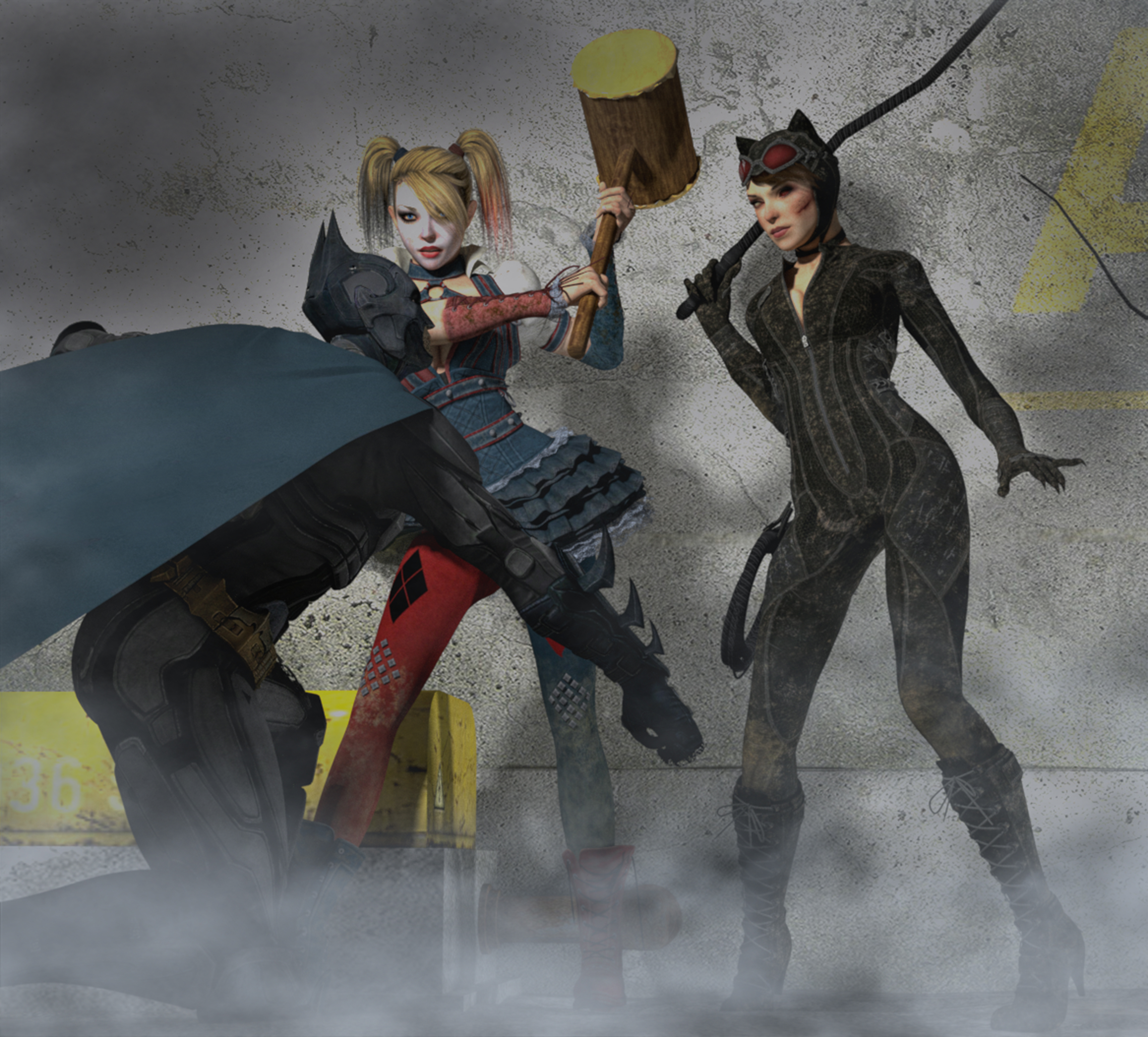 Batman vs Harley Quinn and Catwoman by hiram67 on DeviantArt