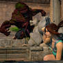 Lara against the mutant creature