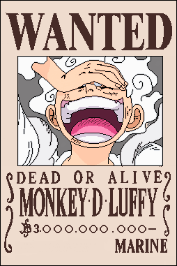 Póster one piece wanted poster luffy gear 5 nika Papel kraft vintage  Dormitorio Pared Pegatinas/Decoración De Fotos