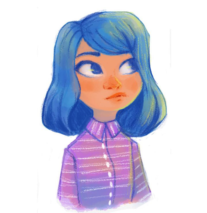 phone sketch- Blue Hair